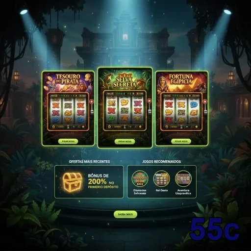 Ilustração de Explore os Jogos de Slot e Recompensas VIP no 55c